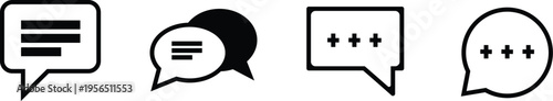 Simple line icons of speech bubbles in various styles