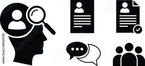 Human resources and recruitment concept icons