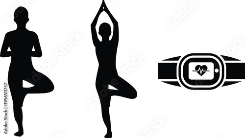 Yoga practice with fitness tracker