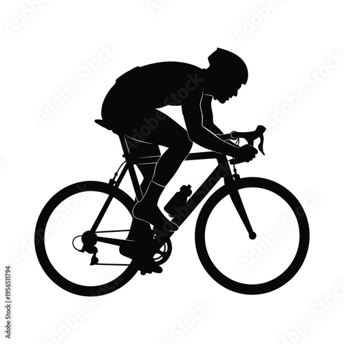 Silhouette of a cyclist in motion, emphasizing the intensity and focus of competitive road biking