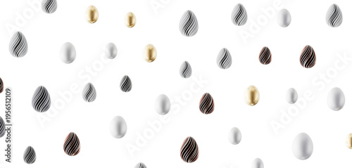 Abstract Easter eggs on whi...