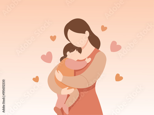 Illustration of a mother lovingly holding her baby