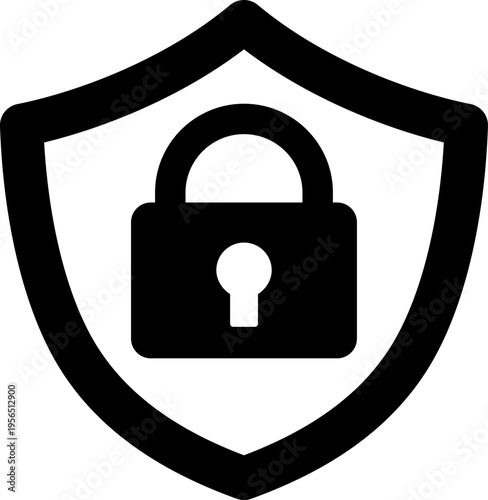 盾と鍵のアイコン（セキュリティ・ロック・情報保護） Shield and Lock Icon for Security and Data Protection
