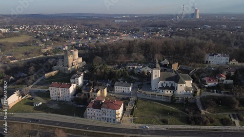 Będzin old city in Silesia, drone aerial view