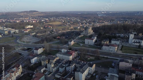 Będzin old city in Silesia, drone aerial view