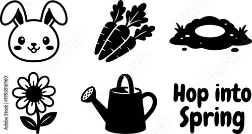 Bunny head carrots flower watering can and hop into spring