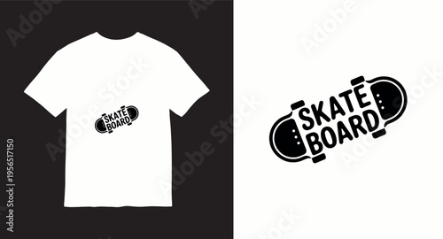 Skateboard design vector illustration with text for extreme sport enthusiasts