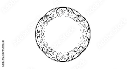 A circular graphic illustration of interconnected circles forming a wreath like structure