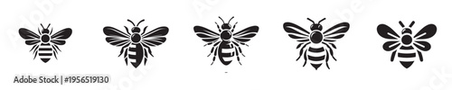 bee vector with silhouette style