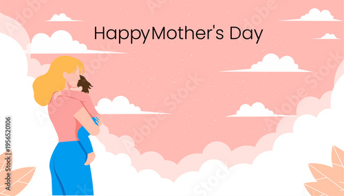 Mother holding her baby in her arms, vector illustration for mothers day
