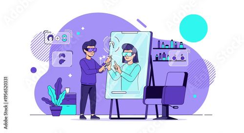 Virtual reality salon experience with augmented hairstyles and beauty try-ons innovation