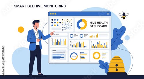 Visual representation of smart beehive monitoring technology and data driven beekeeping practices