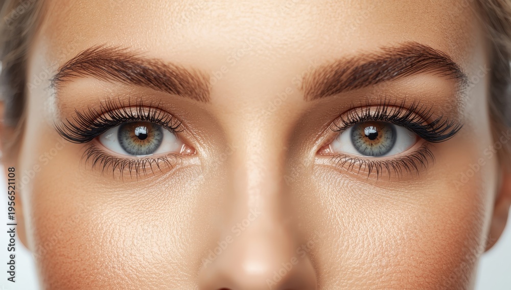 Fototapeta premium Detailed image of a woman post-eyelash lamination.