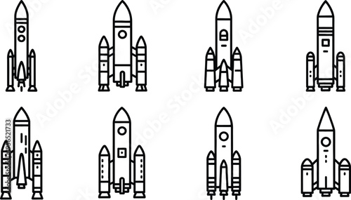 Collection of various rocket ship illustrations
