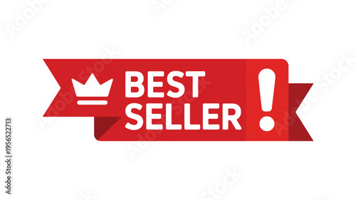 A red ribbon banner displays best seller with a crown and exclamation point
