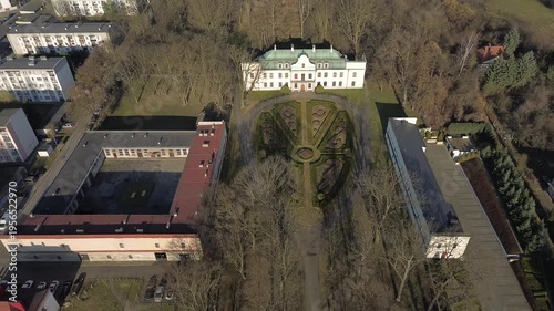 Mieroszewskich Palace in Będzin, aerial drone view