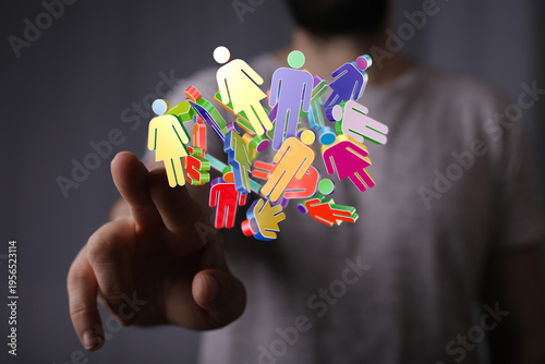 Fényképezés Abstract image of digital people representing community, unity, and connection