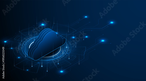 Wallpaper Mural Abstract cloud technology circuit board. Large data center concept. modern cloud storage technology innovation concept background Torontodigital.ca