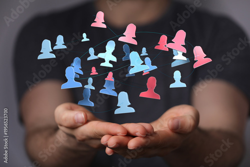 Foto Concept of networking, digital connection, and teamwork