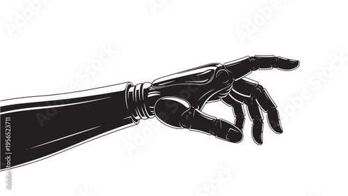 Futuristic Robotic Arm and Cybernetic Hand Illustration Representing Artificial Intelligence and Advanced Automation Technology