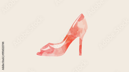 Elegant watercolor high heel shoe illustration on neutral background