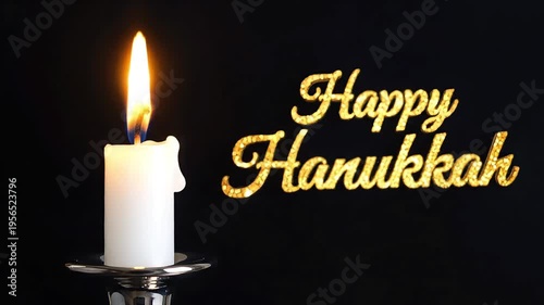 Wallpaper Mural Minimal Happy Hanukkah Scene with Single Candle Flame Torontodigital.ca