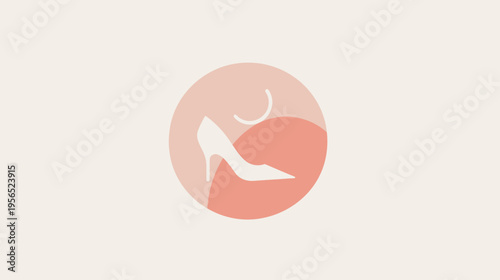 Elegant high heel shoe icon in round composition fashion concept