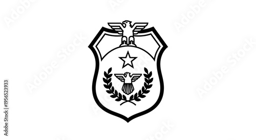 Official emblem of a police department or federal agency, shield badge with eagle and star, graphic illustration