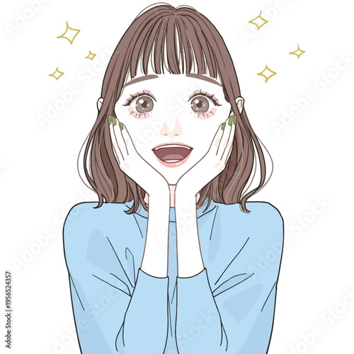 笑顔の若い女性