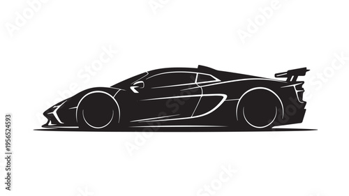 Sleek Supercar Side Profile Silhouette Illustration for High-End Automotive Branding and Sporty Graphic Design