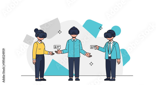 Virtual Collaboration: People Wearing VR Headsets Sharing Digital Profiles in Metaverse