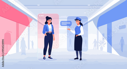 Virtual customer service in retail setting providing information and assistance to shoppers