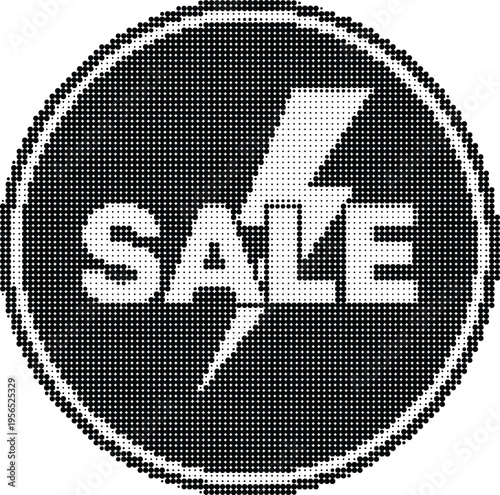 A bold graphic design featuring the word sale combined with a lightning bolt in a halftone style Vector