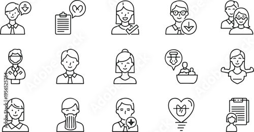 flat design vector icons of diverse professionals and work life concepts for business and education