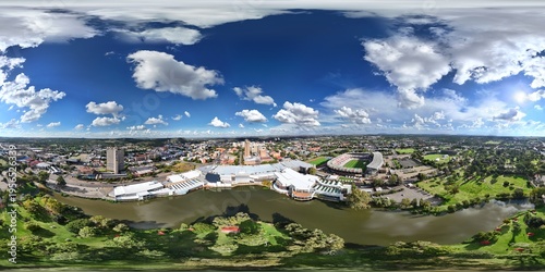 Bild auf Leinwand 360 aerial photo taken with drone of Kings Park Rose Garden and Island on sunny