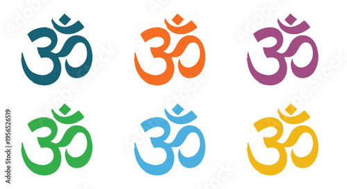 Colorful om symbols arranged in a symmetrical grid pattern