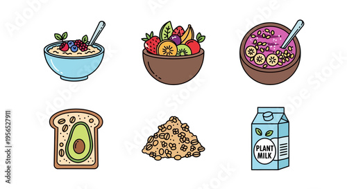 Delicious and healthy breakfast options with oatmeal, fruit, and avocado toast.