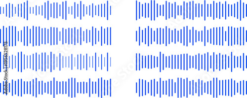 Set of sound waves, audio equalizer, digital music waveform, vector illustration