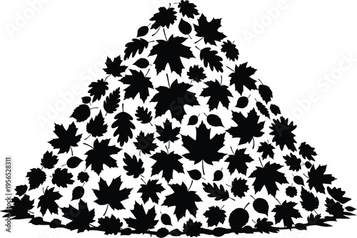 A large pile of black leaves on a white background