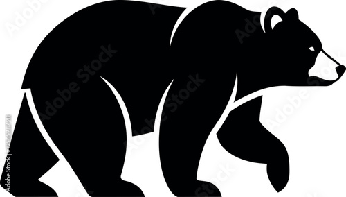 Black bear walking profile silhouette