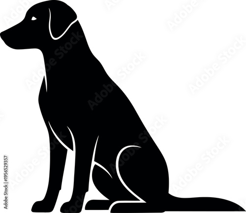 Black dog silhouette sitting profile
