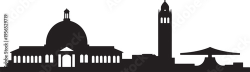 Prominent architectural structures including domes, towers and modern designs