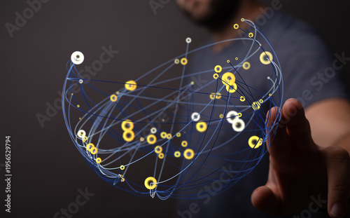 Abstract globe in a hand, r...