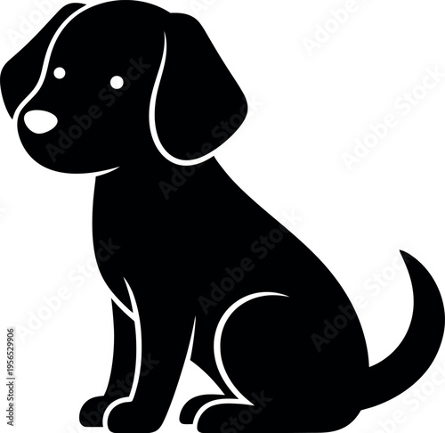 Black silhouette of a sitting puppy