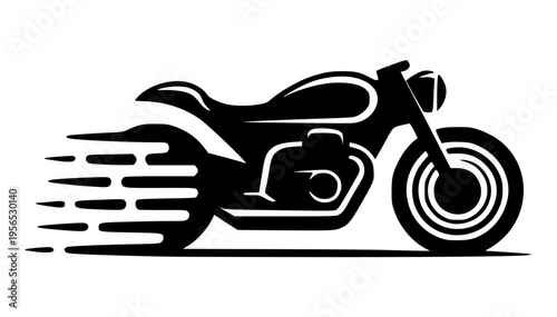 Fast Moving Motorcycle Silhouette Vector Illustration with Speed Lines for Delivery Service and Racing Logo Design
