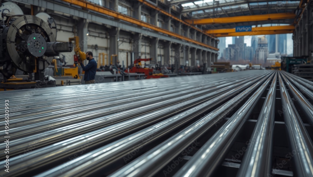 Fototapeta premium Piled handrails in the production zone.