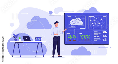 Smart farming demonstration showcasing cloud technology for plant management efficiency