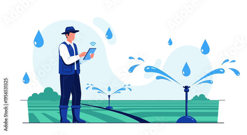 Smart irrigation system monitoring and controlling with digital tablet technology integration