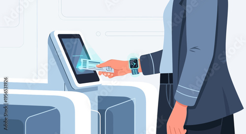 Streamlined security: a modern illustration of contactless ticket scanning process