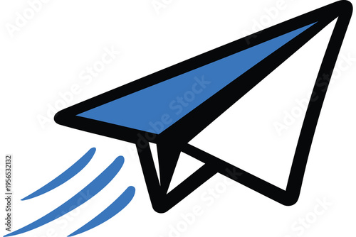 A blue paper airplane icon design representing digital communication and speed in modern messaging Vector